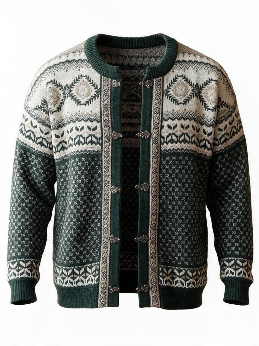 Vintage Cottage Cove Men's Cardigan Sweater Size XL Fair Isle